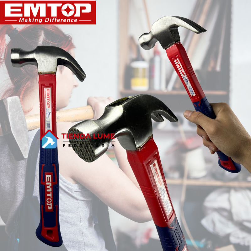 Martillo Carpintero 220gr Cabo De Fibra Emtop EHAMCH0801