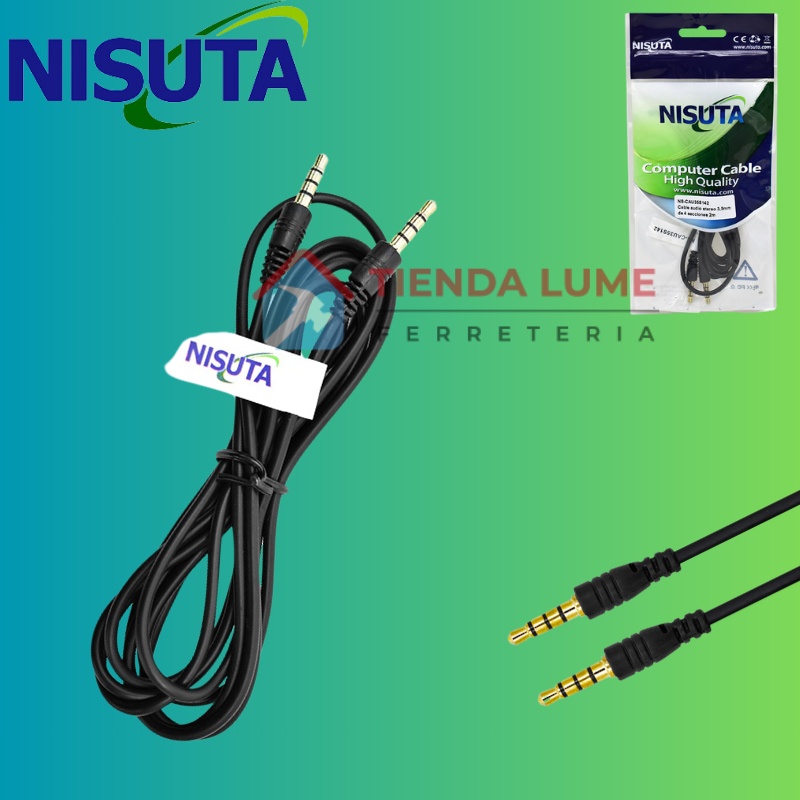 Cable De Audio Stereo 3.5Mm De 4 Secciones De 2M