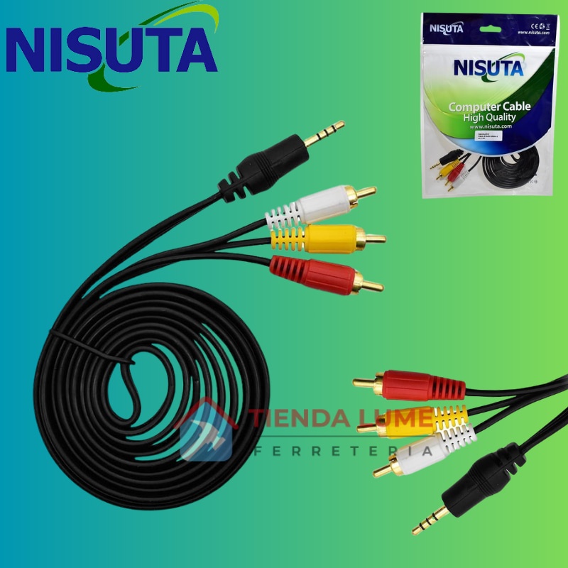 Cable De Audio Y Video De Stereo 3.5Mm A 3 Rca 1.4M