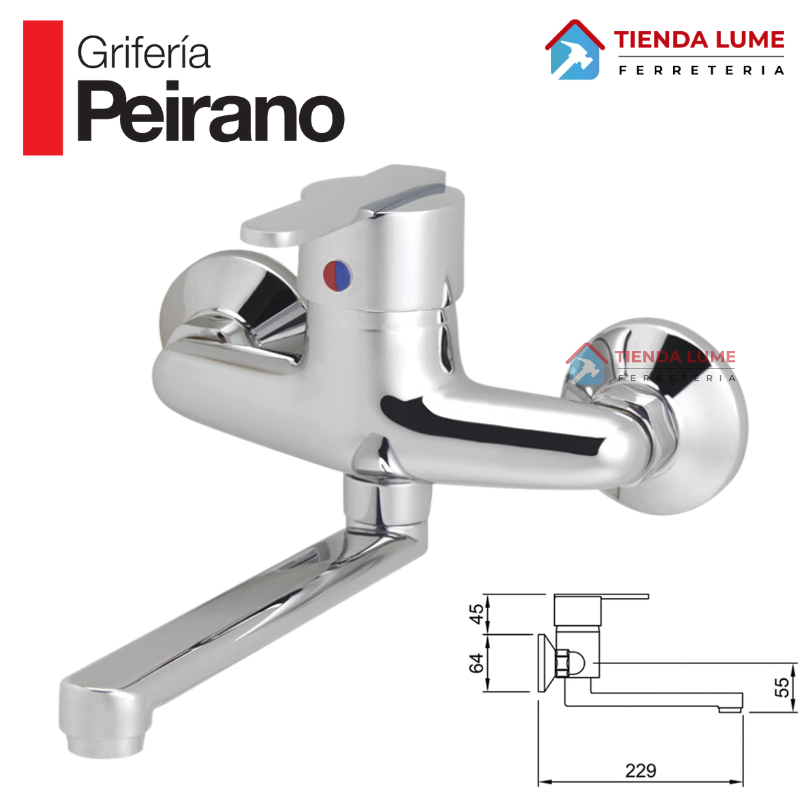 Bilbao Canilla Monocomando Cocina Pared 54-130 Peirano 